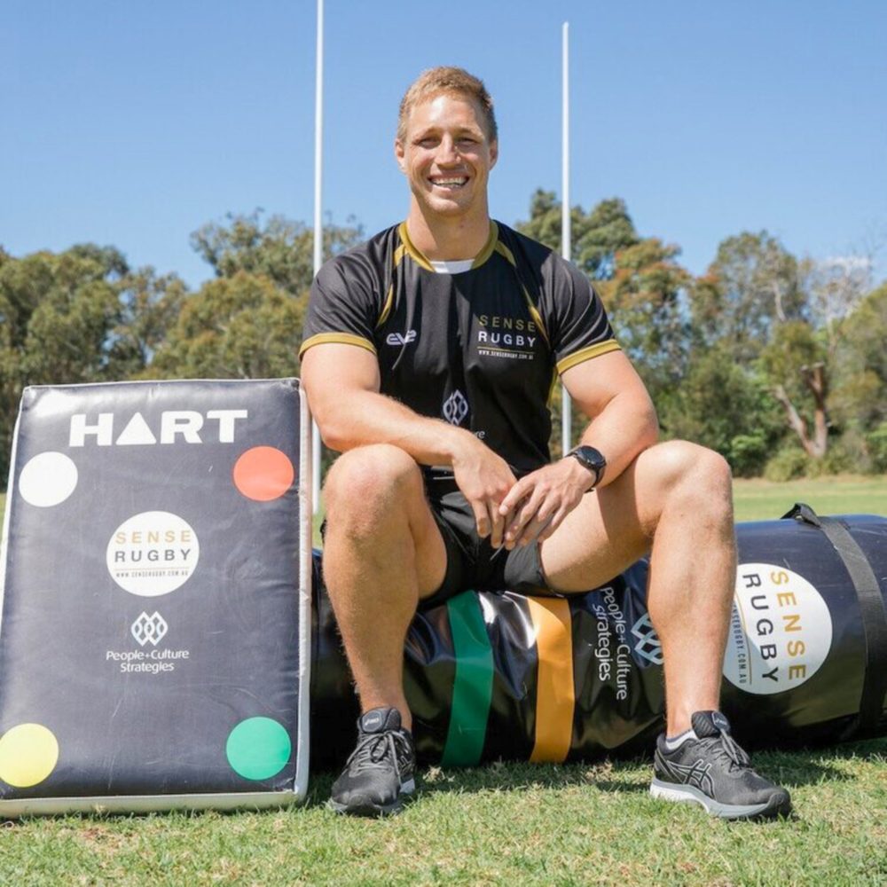Jesse Parahi, Co-Founder of Sense Sports Foundation, at a Sense Rugby session